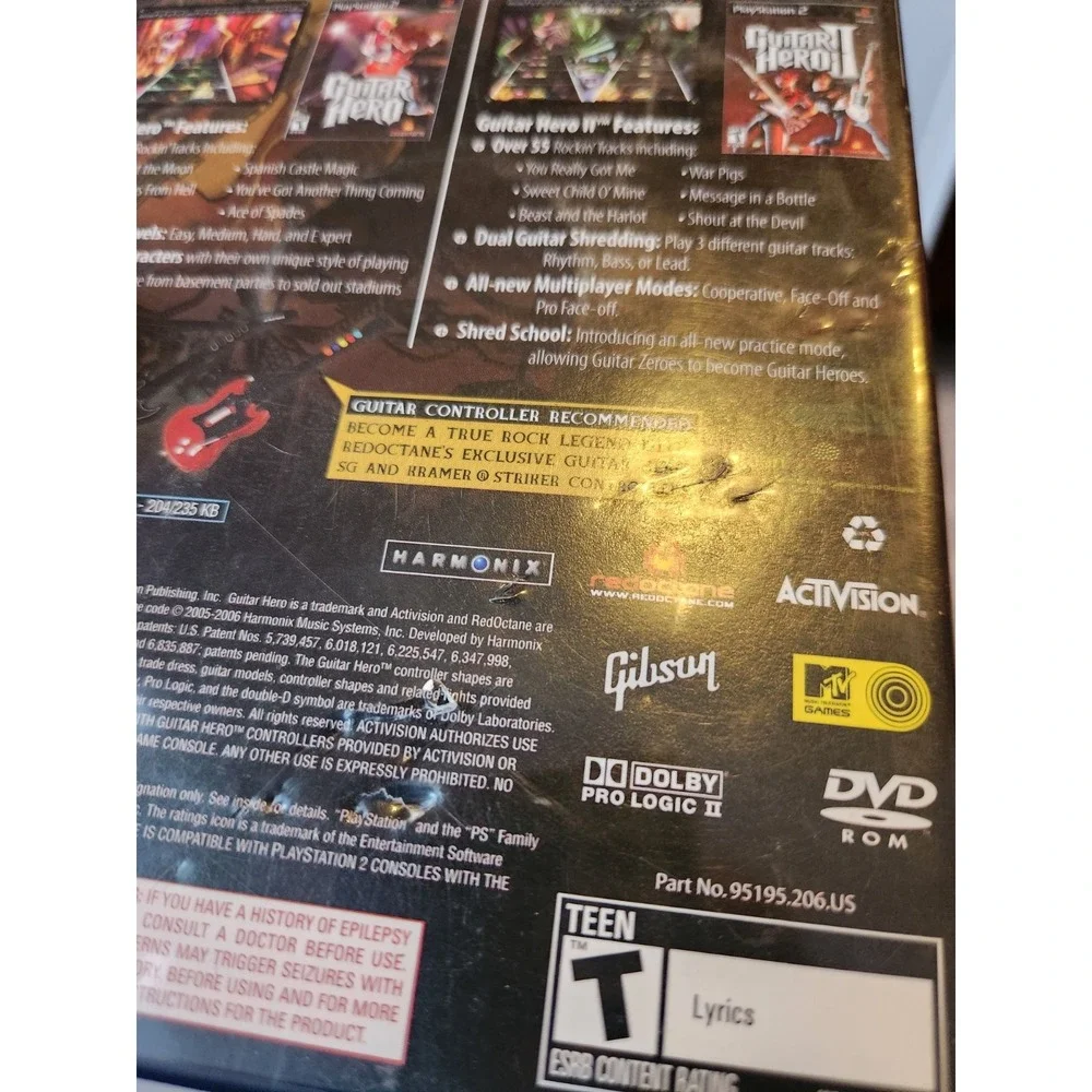 Guitar Hero & Guitar Hero II Dual Pack 1 2 (Sony PlayStation 2, 2007) PS2 CIB